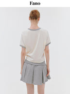 fano Quick Dry Cotton Stretch Loose Korean Crewneck Off White Short Sleeve T-Shirts
