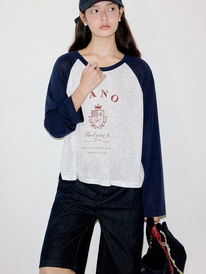 fano Moisture Wicking Cross Print Korean Loose Raglan Lyocell Long Sleeve T-Shirts