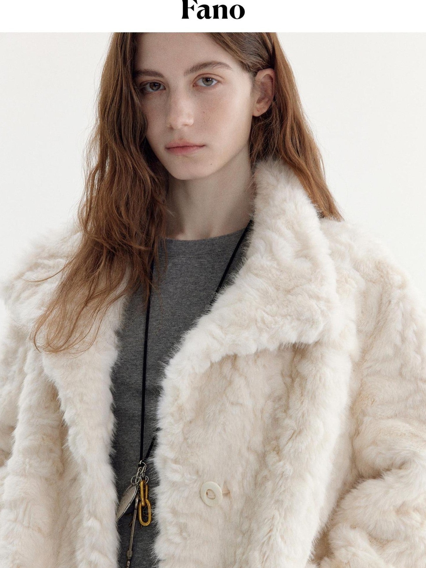 fano Soft Beige Minimalist Lapel Collar Loose Fit Young Women Everyday Short Coat