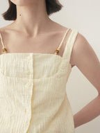 someonesometimes Button Detail Workwear Straight Fit Stretch Almond Beige Camisoles