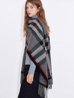 fano Cozy Warm British Plaid Unisex Large Polyester Wool Blend Scarves