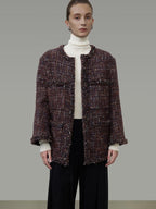 unspoken Warm Wool Blend Button Front Round Neck Relaxed Fit Office Women Short Coat