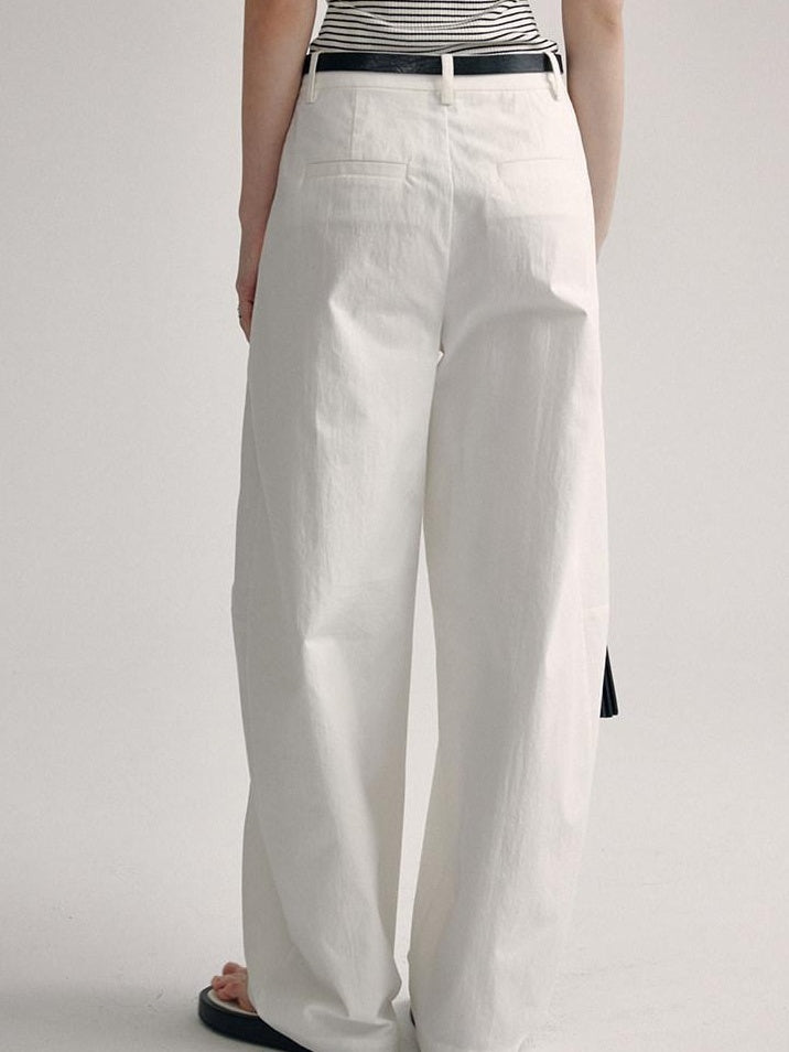 fano High Waist Sculpted Minimal Office Women Curved Pockets Rayon Wide Leg Pants