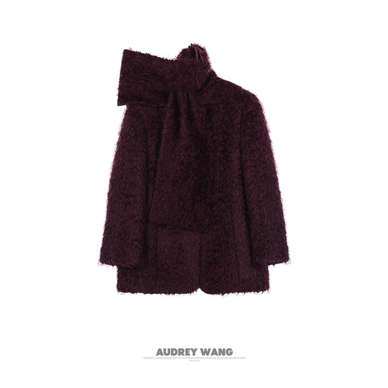 audreyyang_Thick_Mohair_Blend_Commuter_V-neck_For_Women_Solid_Mustard_And_Grape_Wool_Coats_MISSTT
