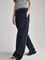 fano High Waist Sculpted Minimal Office Women Curved Pockets Rayon Wide Leg Pants