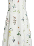 fano Cotton High Waist A Line V-neck Short Sleeve Floral Ivory Korean Maxi Dresses