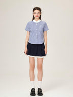 ikyou Shape Retention Patchwork A Line Lined Side Zip Casual Women Mini Skirts