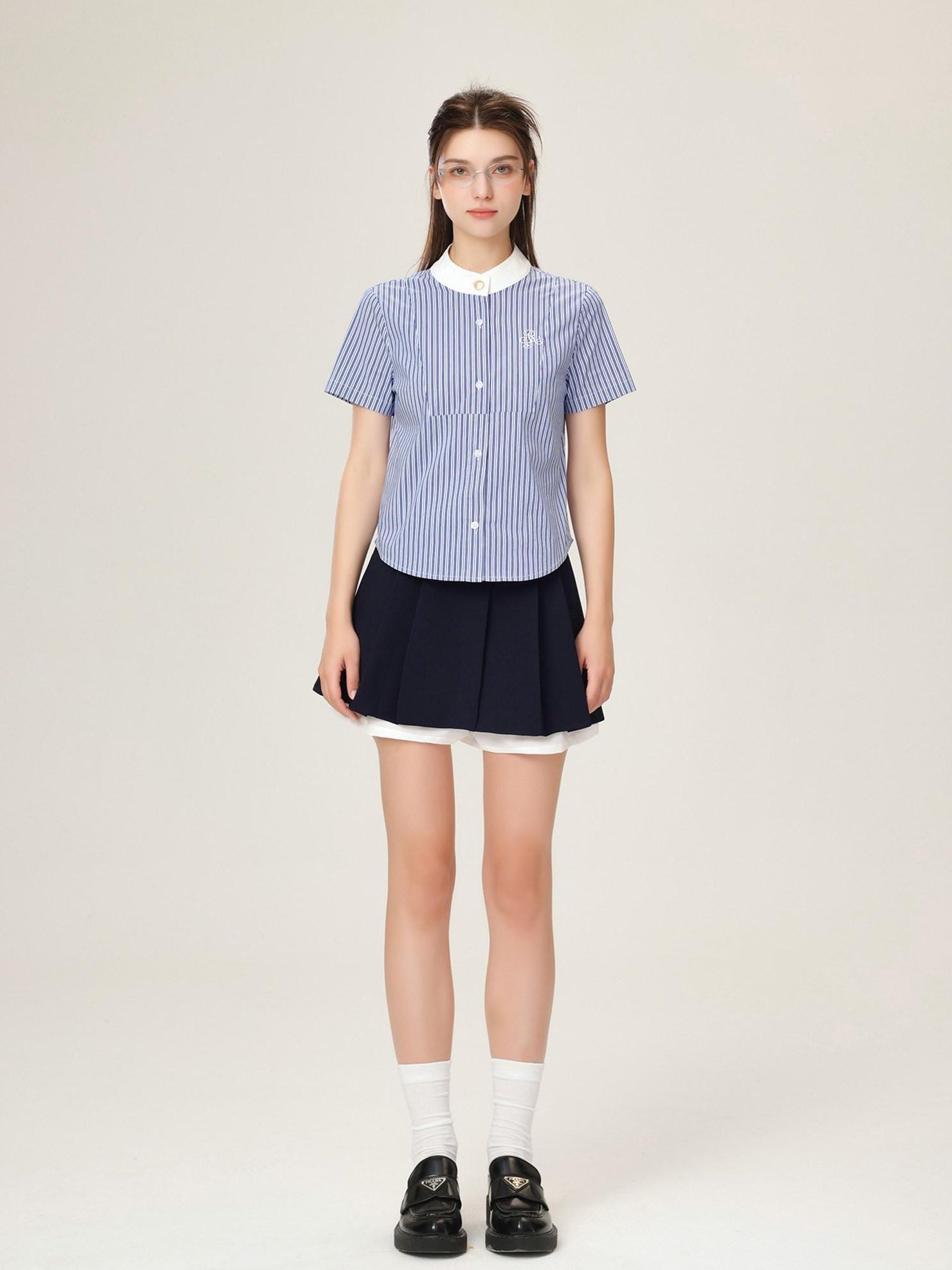 ikyou Shape Retention Patchwork A Line Lined Side Zip Casual Women Mini Skirts