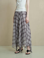 someonesometimes Flattering Commuter Slim Tie Strap Plaid Vest And Skirt Women Top & Skirt Sets