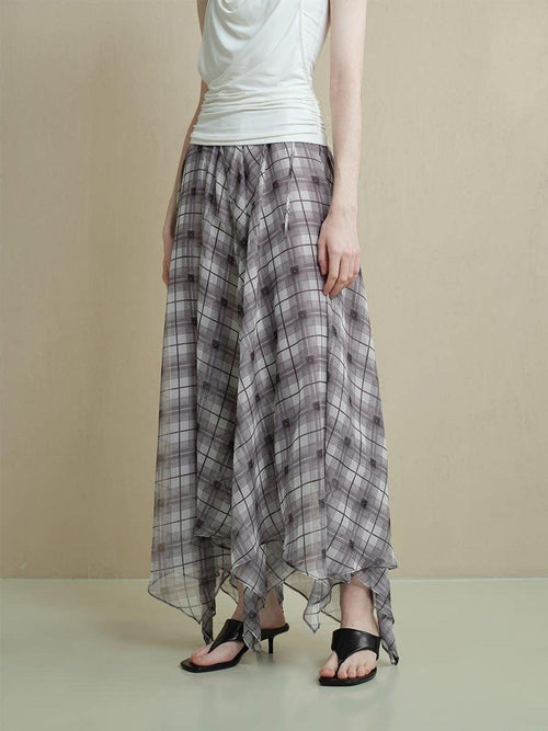 someonesometimes Flattering Commuter Slim Tie Strap Plaid Vest And Skirt Women Top & Skirt Sets