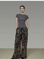 unspoken High Waist Pockets Loose Office Minimal Polyester Olive Brown Wide Leg Pants