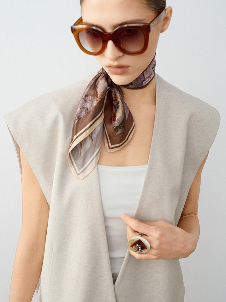 audreyyang Soft Polyester Cotton Blend U Neck Single Button Office Chic Women Vests