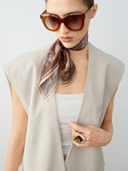 audreyyang Soft Polyester Cotton Blend U Neck Single Button Office Chic Women Vests