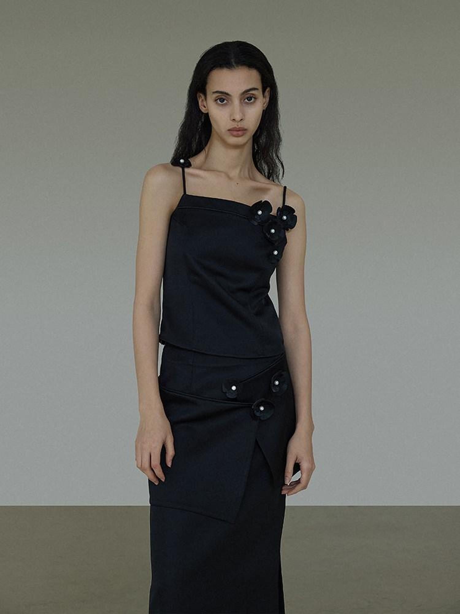 unspoken High Waist Ruffle Commuter Straight H Line Knit Polyester Women Maxi Skirts
