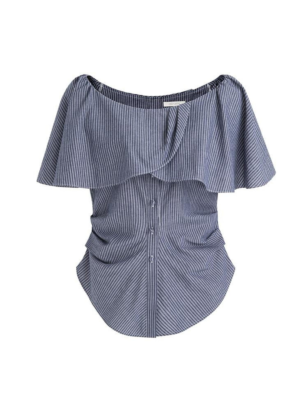 unspoken Flattering Pure Cotton Loose Boat Neck Women Striped Short Sleeve Blouses