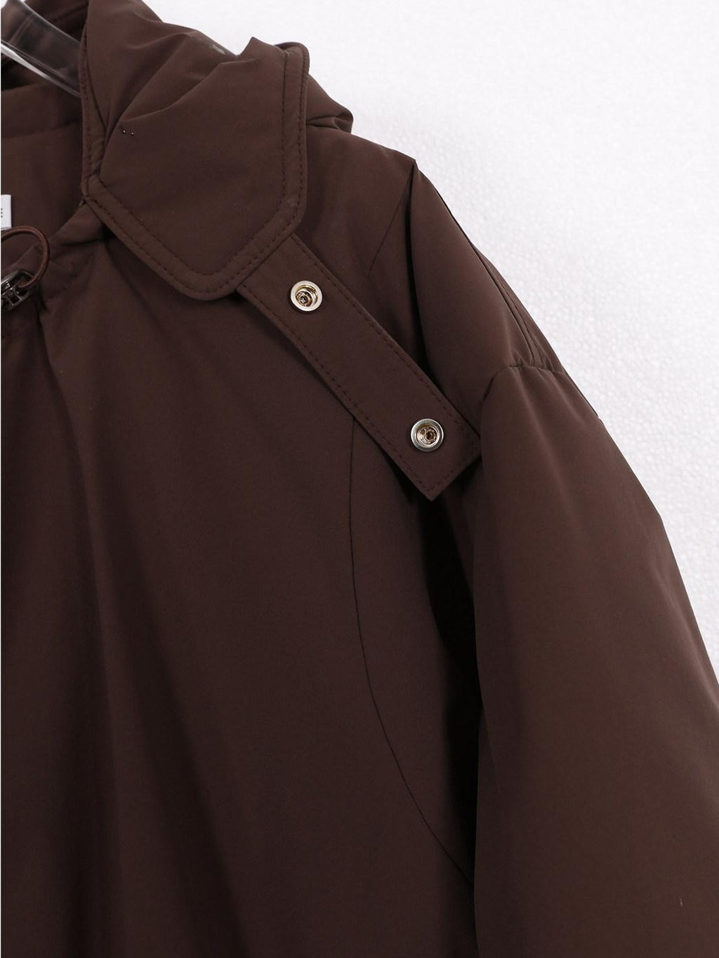 audreyyang Warm 90% White Duck Down Zip Loose Fit Detachable Hood Burgundy Brown Hoodie