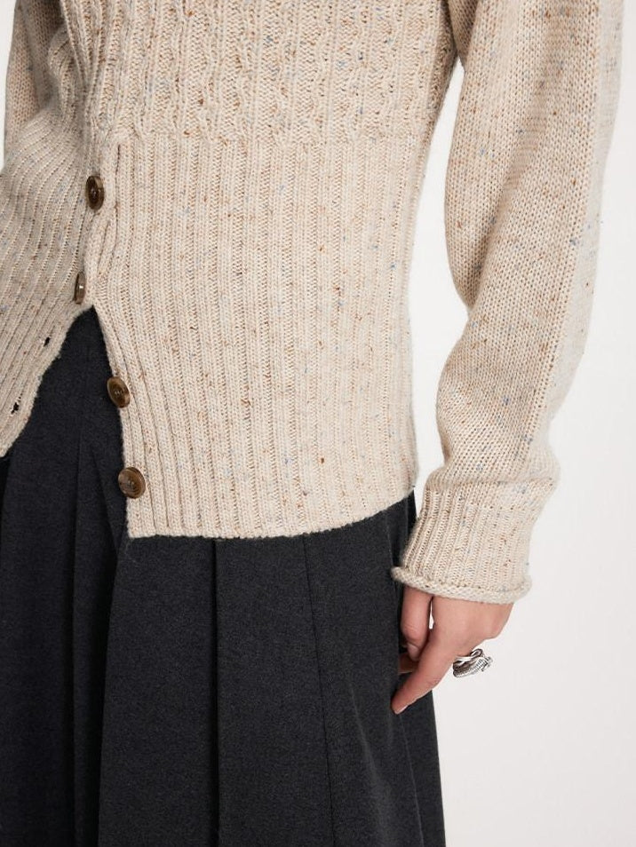 someone sometimes Acrylic Blend Speckled Beige Crew Neck Pullover Office Knitwear Sweaters