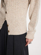 someone sometimes Acrylic Blend Speckled Beige Crew Neck Pullover Office Knitwear Sweaters