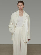 unspoken Warm Minimalist Oversized Ribbon Tie Lapel Long Sleeve Women Blazers