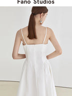 fano 100 Percent Cotton Minimalist Commuter Loose Waist V-neck Camisole Maxi Dresses