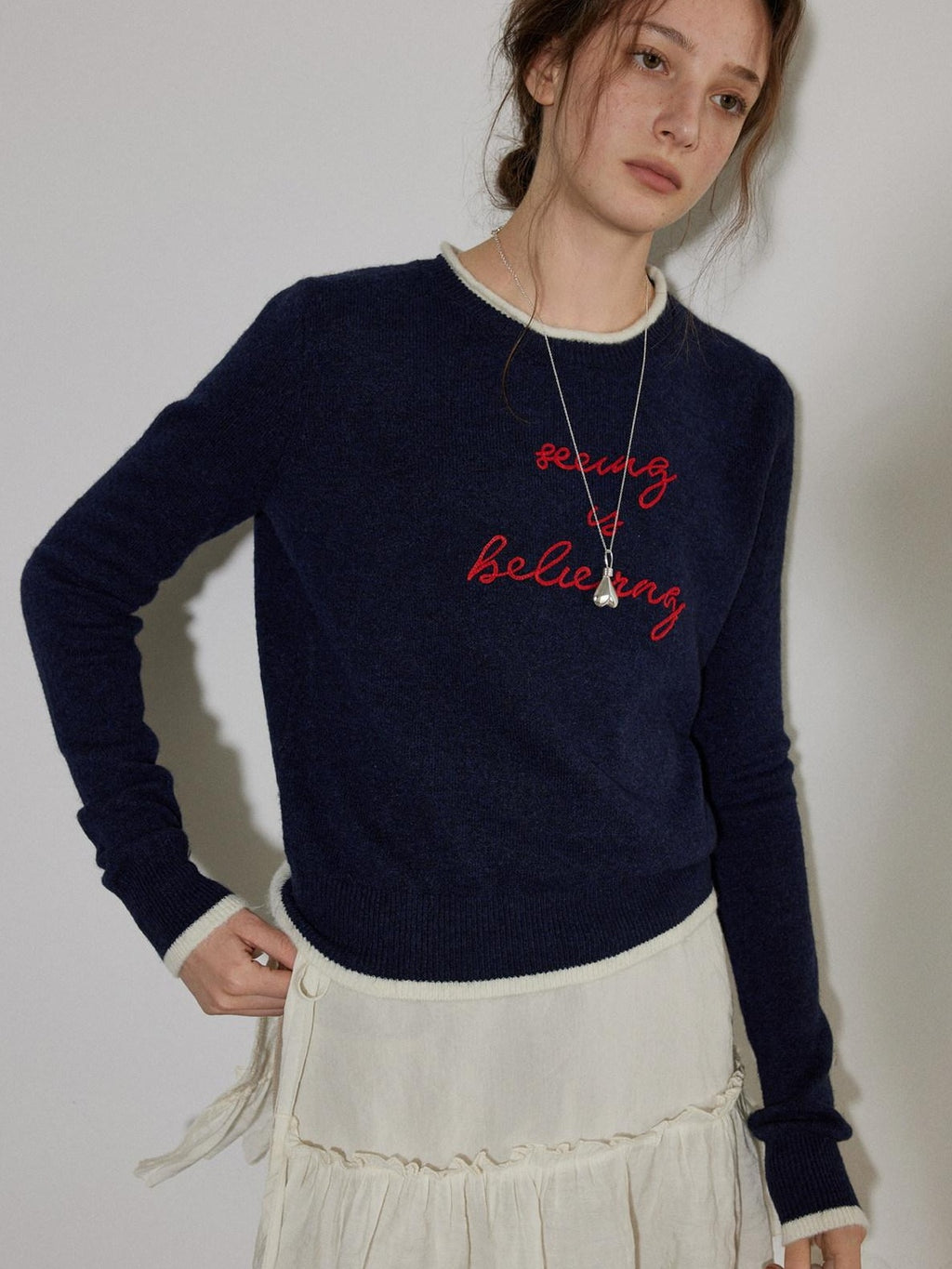 Lofi choose Colorblock Pullover Relaxed Fit Commuter Crewneck Casual Office Sweatshirt
