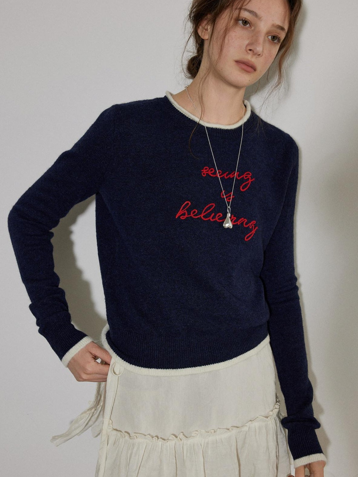 Lofi choose Colorblock Pullover Relaxed Fit Commuter Crewneck Casual Office Sweatshirt