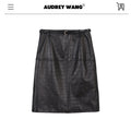 audreyyang_Premium_Sheepskin_Mid_Waist_Straight_Front_Slit_Black_Women_Leather_Midi_Skirts_MISSTT