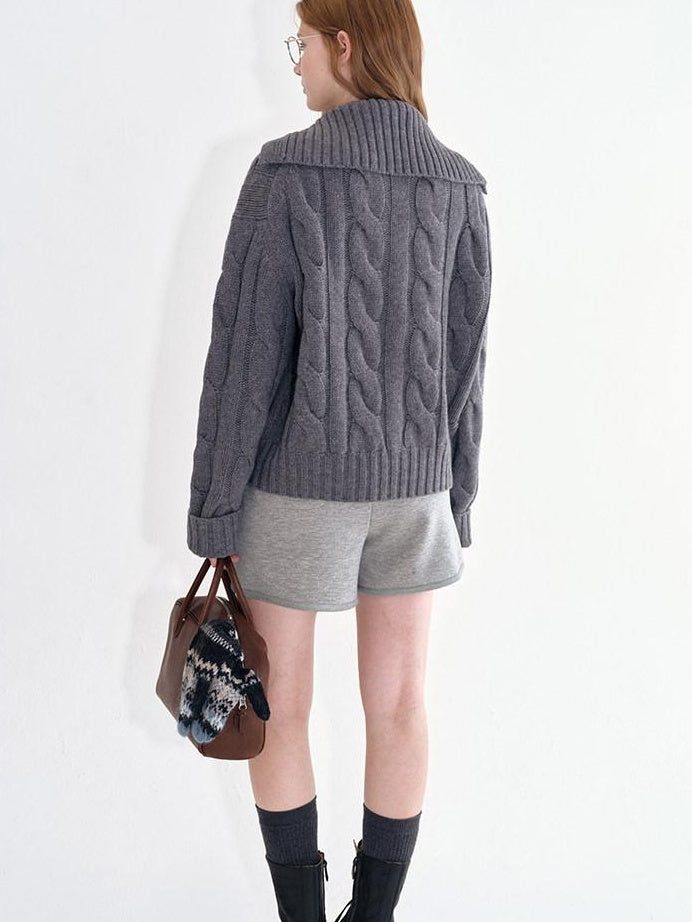fano Thermal Wool Blend Relaxed Long Sleeve Commuter Heather Grey Cardigans
