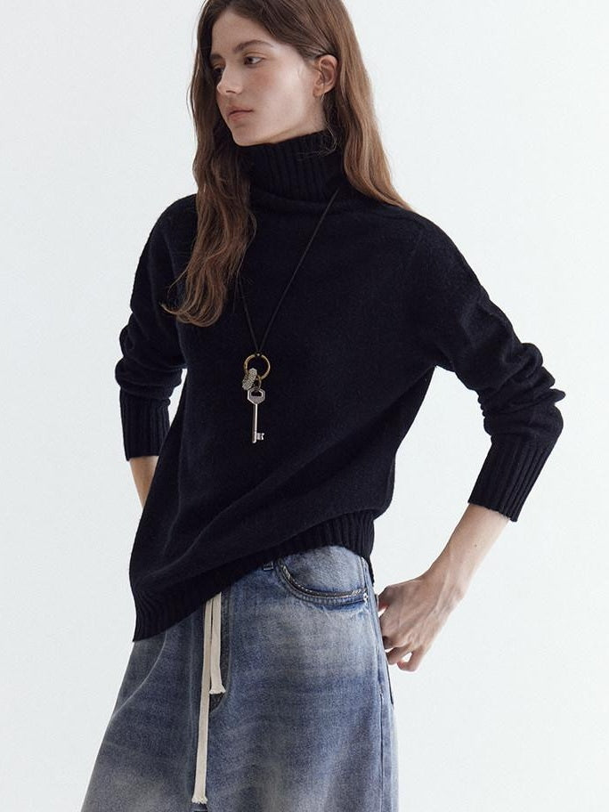 fano Cozy 100% Wool Turtleneck Casual Regular Fit Young Women Pullover Sweaters