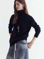 fano Cozy 100% Wool Turtleneck Casual Regular Fit Young Women Pullover Sweaters