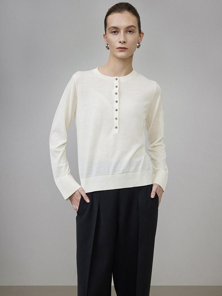 unspoken Pure Wool Minimalist Loose Pullover Crew Neck Women Knit Cardigans