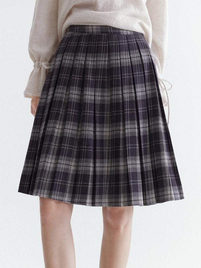 fano Pure Cotton Pleated A Line Mid Rise Classic Workwear Women Midi Skirts