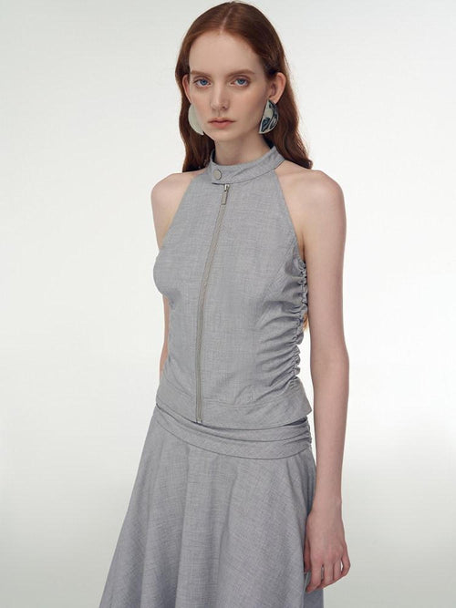 someone sometimes Chic Gray Cropped Top Midi Skirt Young Women S M L Top & Skirt Sets