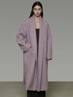 unspoken Cozy Thick Lambswool Midlength Loose Fit Minimalist Commuter Lavender Wool Coats