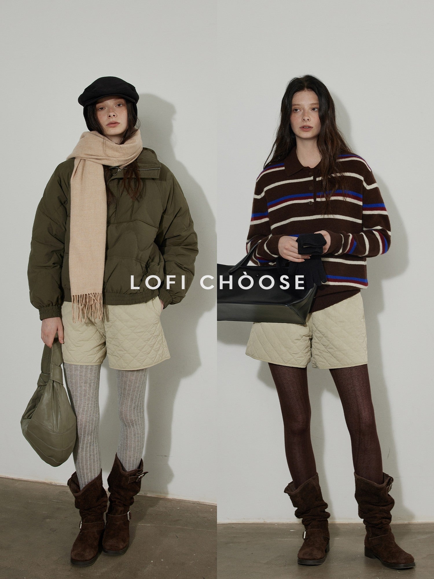 Lofi choose Insulated High Waist Diamond Quilted Workwear Nylon Women Mid-Length Shorts