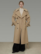 unspoken Elegant Minimal Workwear Oversized Double Breasted Lapel Khaki Wool Coats