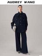 audreyyang Bow Detail Loose Fit Casual Women Daily Polka Dot Cotton Denim Jackets