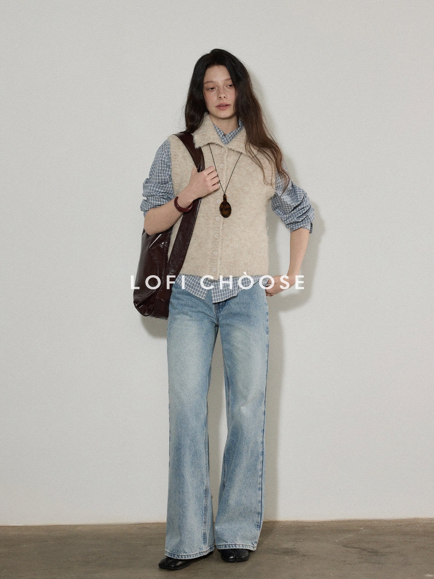 Lofi choose Soft Beige Button Front Lapel Collar Office Knit Women Cardigans