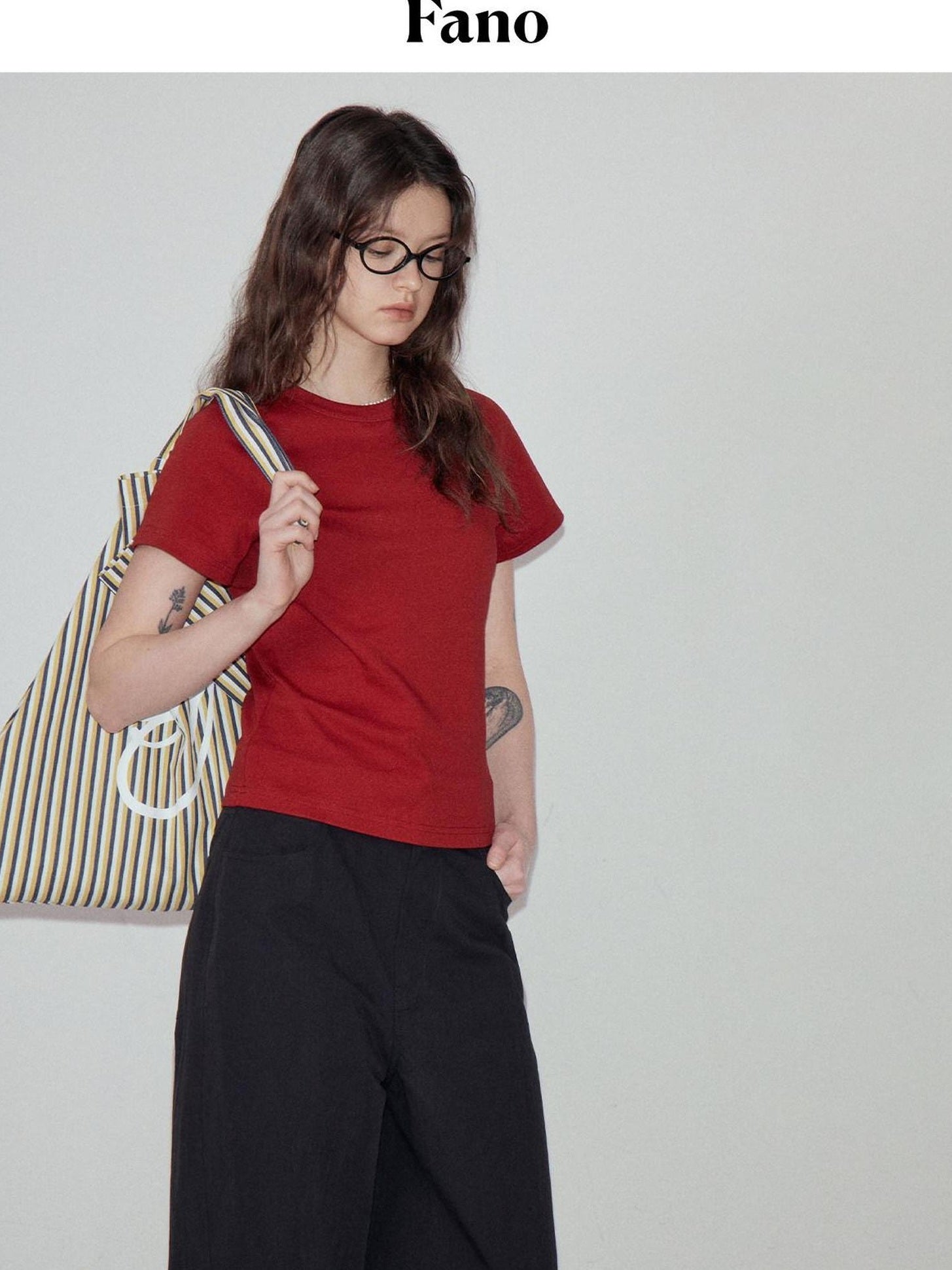fano Soft Cotton Korean Slim Crew Neck Short Sleeve Women Crop Tee Basic Crop Tops