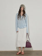 Lofi choose High Waist Bow A Line Cotton Commuter Loose Fit Women Tie Elegant Midi Skirts