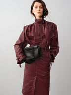 audreyyang Slimming Loose Cuffed Sleeves Button Women Mustard Green Leather Jackets