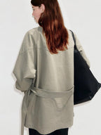 fano Pure Cotton Loose Korean Commuter Single Breasted Women Khaki Grey Trench Coats