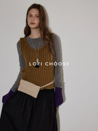 Lofi choose Cozy Knit Blend Relaxed Commuter Women Round Neck Long Sleeve T-Shirts