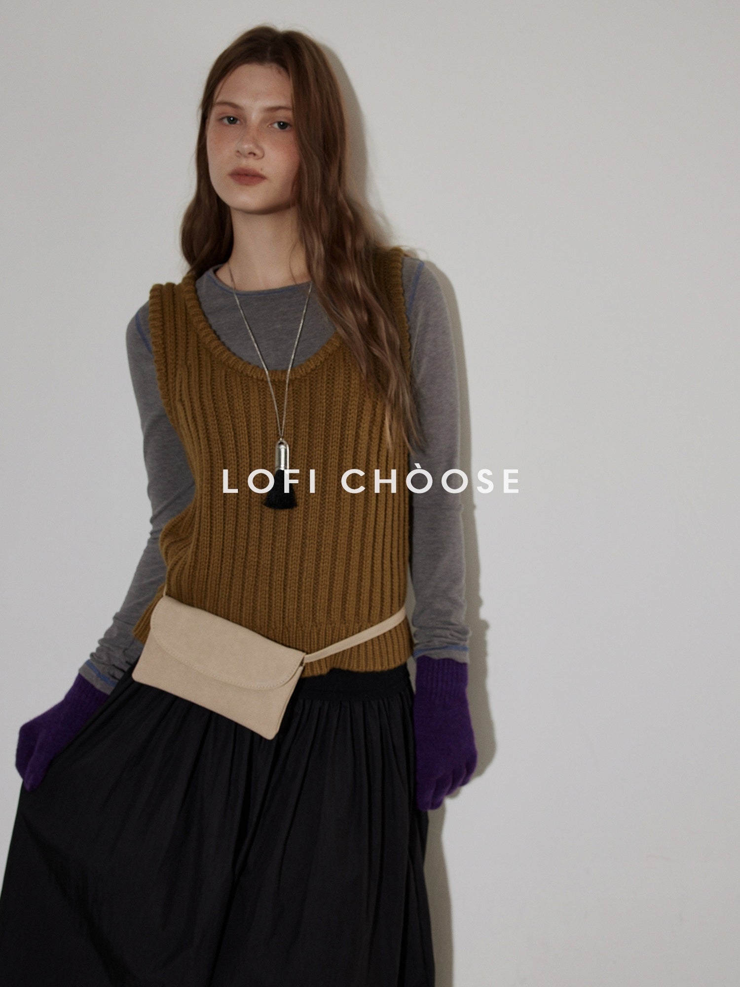 Lofi choose Cozy Knit Blend Relaxed Commuter Women Round Neck Long Sleeve T-Shirts