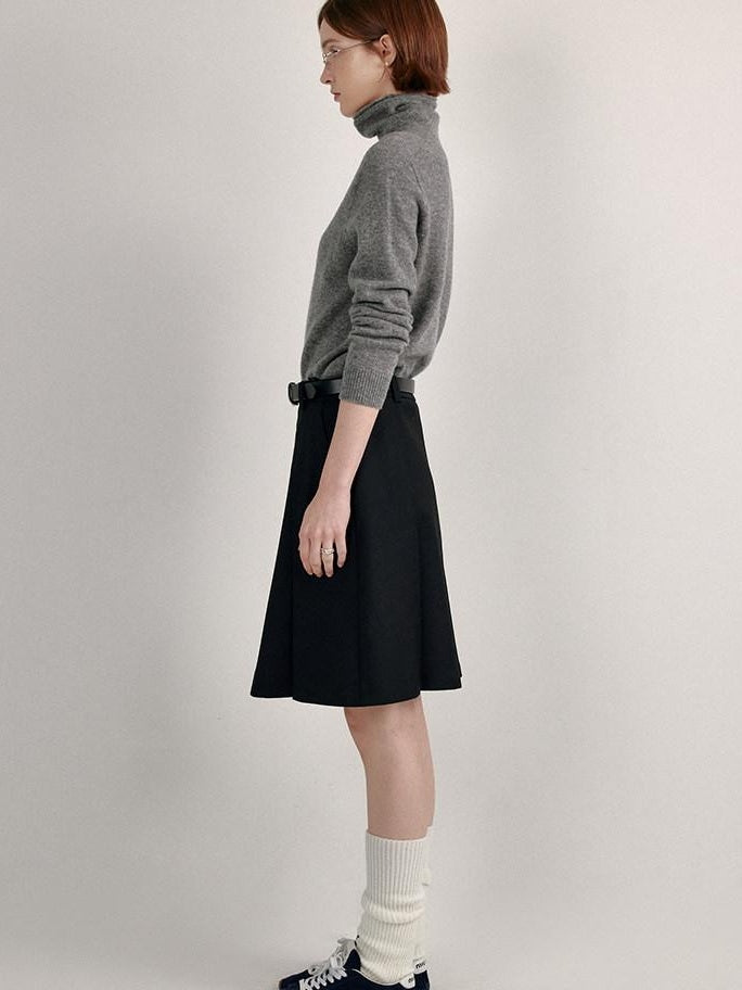 fano 100 Percent Wool High Neck Straight Minimalist Commuter Women Pullover Sweaters