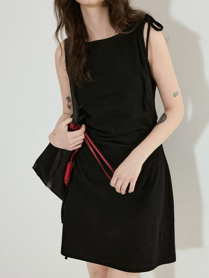 fano Cotton Blend Elegant Sleeveless Asymmetric Hem H Fit Women Midi Dresses