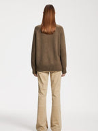 someone sometimes Acrylic Wool Blend Stand Collar Open Front Commuter Knit Brown Cardigans