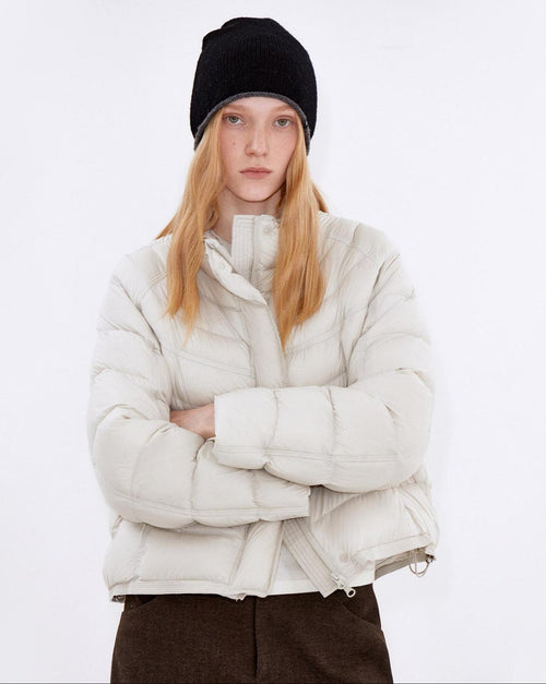 fano 90 Percent White Duck Down Warm Stand Collar Zipper Women Gray Down Jackets