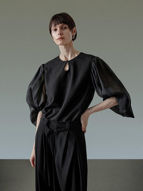 unspoken Breathable Original Loose Spliced Lantern Sleeve Pullover Polyester Blouses