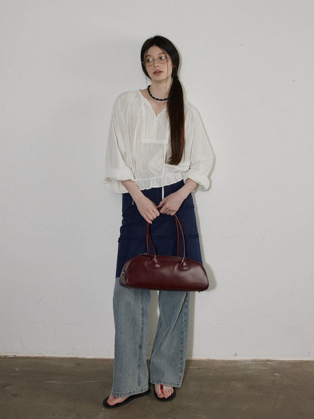 Lofi choose High Waist Loose Fit Office Ready Young Women Purple Blue White Midi Skirts